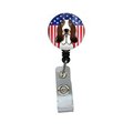 Teachers Aid American Flag & Basset Hound Retractable Badge Reel TE254023